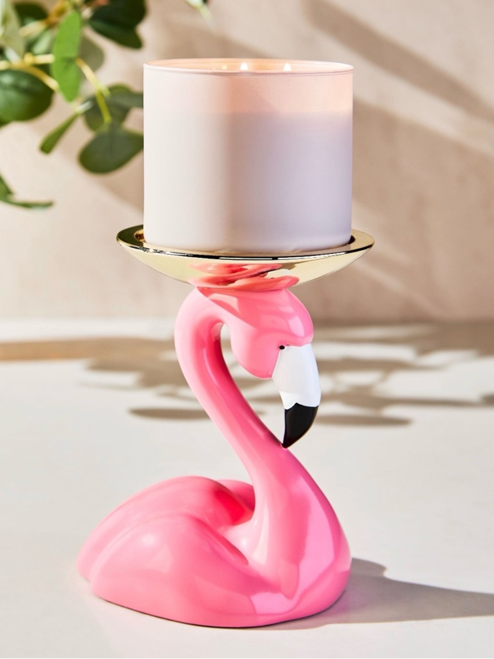 Bath & Body Works Pink Flamingo Candle Holder with Silver Plate